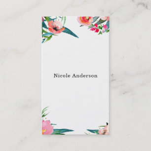 Carte De Visite Moderne aquarelle florale été tropical chic