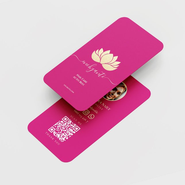 CARTE DE VISITE MODERNE ARTISTE NAIL TECH BEAUTY SALON ROSE (Créateur téléchargé)