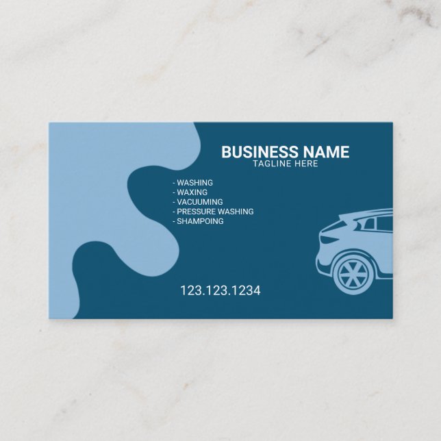 Carte De Visite Moderne Artistic Blue Mobile Car Laver et détails (Devant)