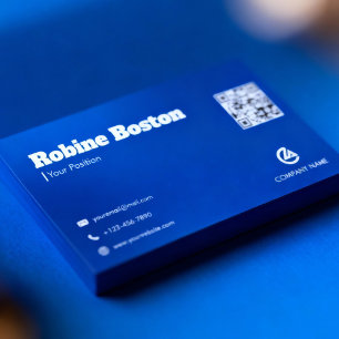 Carte de visite moderne avec dégradé bleu et code