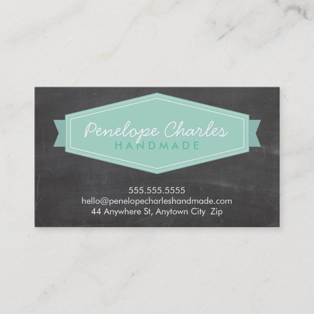 Carte De Visite MODERNE BADGE LOGO pastel bold menthe tableau (Devant)
