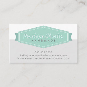 Carte De Visite MODERNE BADGE LOGO rétro menthe moyen gris