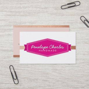 Carte De Visite MODERNE BADGE LOGO vintage monogramme rose rose ro
