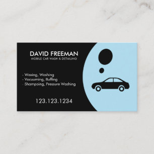Carte De Visite Moderne Black Bubble Mobile Lave-auto et détails