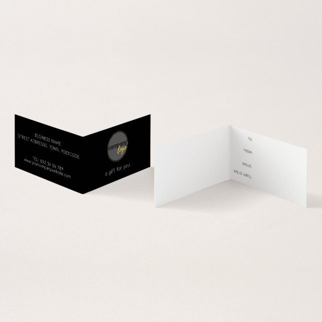 CARTE DE VISITE MODERNE BLACK COMPANY LOGO DOSSIER DE CERTIFICAT (Intérieur et extérieur)