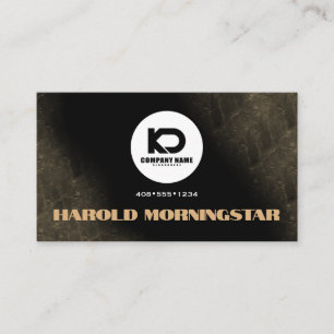 Carte De Visite Moderne Black et Gold Stone Qr et logo