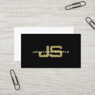 Carte De Visite Moderne Black Gold Blanc élégant Monogramme tendan