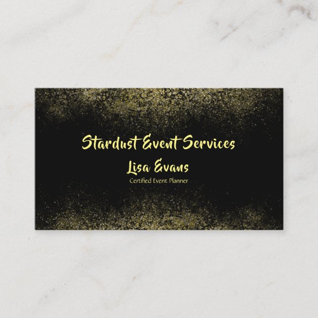 Carte De Visite Moderne Black Gold Event Planner Professional Busi (Devant)