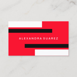 Carte De Visite Moderne Black Stripes Professionnel Rouge