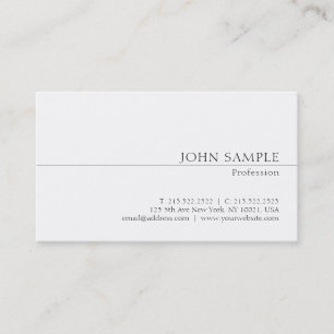 Carte De Visite Moderne Blanc Professionnel Chic Minimaliste Plain