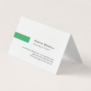 Carte De Visite Moderne Blanc Vert Simple Consultant
