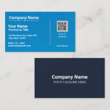 Carte de visite moderne bleue avec code QR