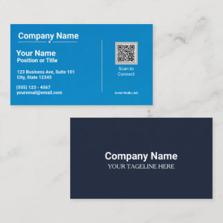 Carte de visite moderne bleue avec code QR