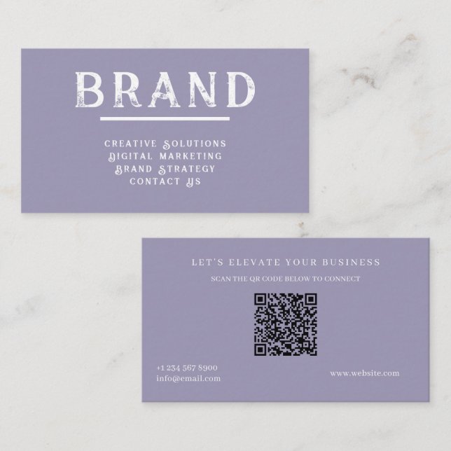 Carte de visite Moderne Bleue avec Code QR | Entre (Devant / Derrière)