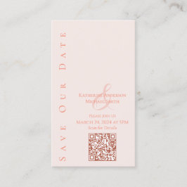 Carte De Visite Moderne Blush-Enregistrer le code Date-QR-