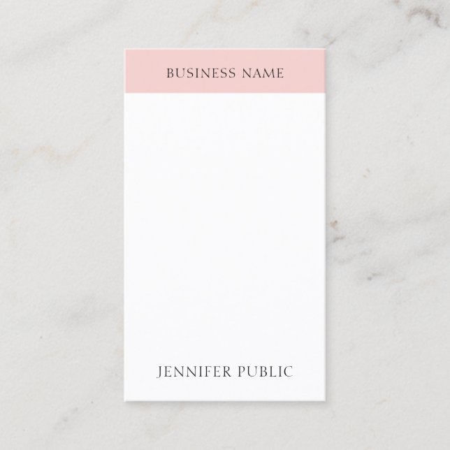 Carte De Visite Moderne Blush Pink Simple Modèle élégant tendance (Devant)