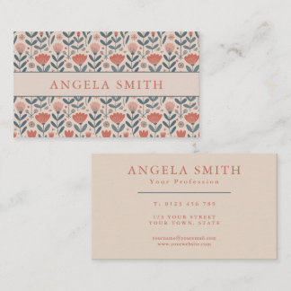 Carte De Visite Moderne Bohème Beige Floral Teal
