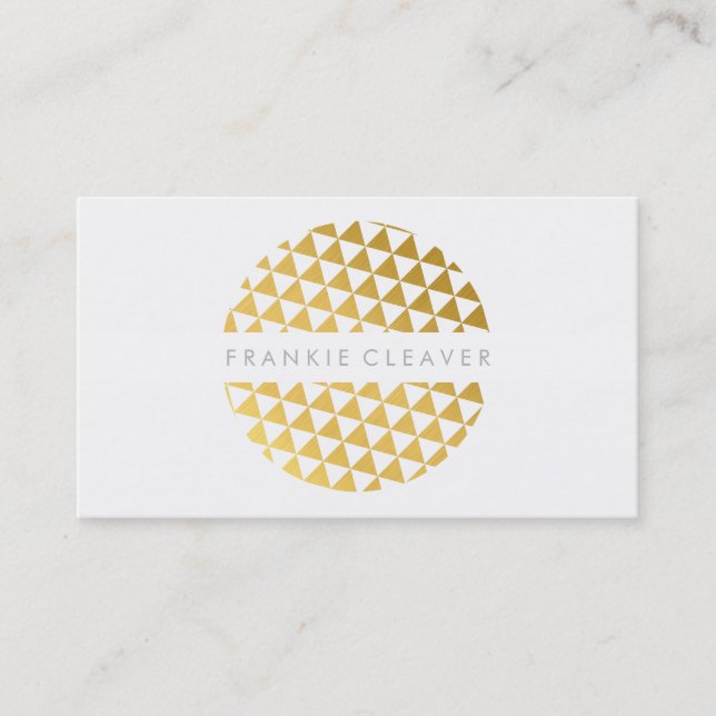 Carte De Visite MODERNE BOLD SPOT geo triangle feuille or motif (Devant)