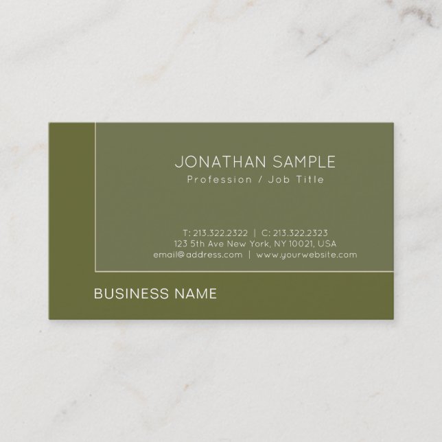 Carte De Visite Moderne Business Directeur Directeur Ceo Luxe Élég (Devant)