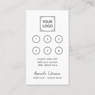 Carte De Visite Moderne Business Reward 6 Punch Logo blanc ROSE