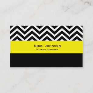 Carte de visite moderne Chevron noir et jaune