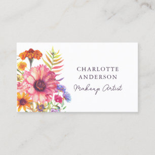 Carte De Visite Moderne Chic Bohème Aquarelle Bohème Florales