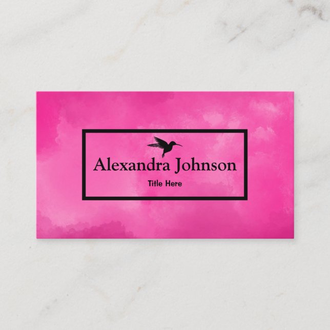Carte De Visite Moderne Chic Noir Humming Oiseau Faux Gold Foil (Devant)