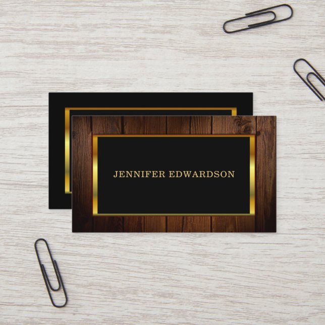 Carte De Visite Moderne chic or noir motif professionnel (Devant/Arrière en situation)