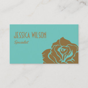 Carte De Visite Moderne chic pastel bleu turquoise or fleur