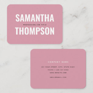 Carte De Visite Moderne Chic Rose & Blanc Professionnel