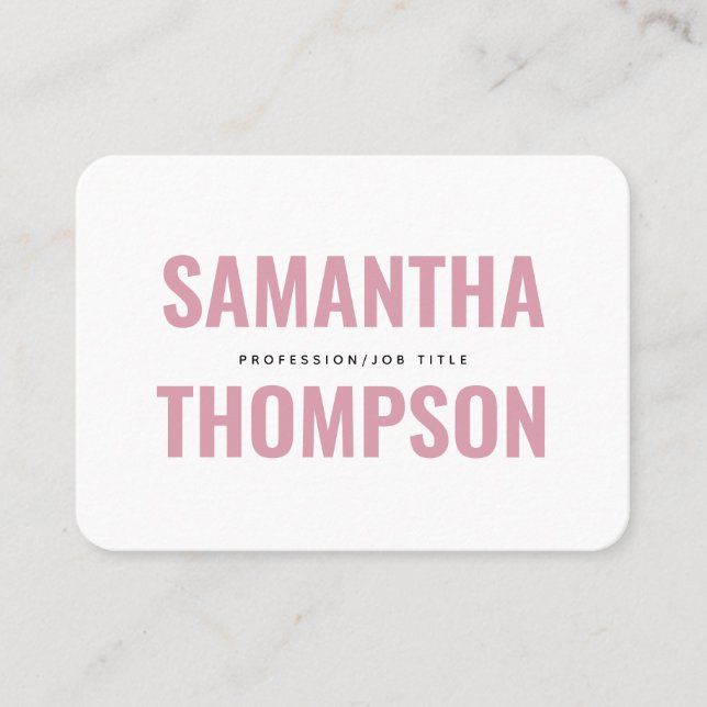 Carte De Visite Moderne Chic Rose & Blanc Professionnel (Devant)
