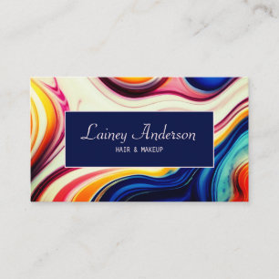 Carte De Visite Moderne chic Tendance jaune rose bleu marbre faux