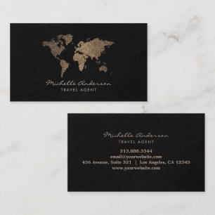 Carte De Visite Moderne Chic Travel Agent World Map parties scinti