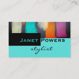 Carte De Visite moderne chic turquoise design de peinture abstrait