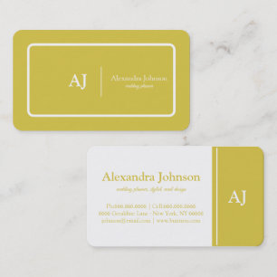 Carte De Visite Moderne Chic Vert Monogramme Élégant Tendance