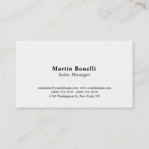 Carte De Visite Moderne Classique Professionnel Noir & Blanc