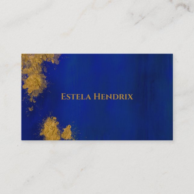 Carte de visite moderne Cobalt Blue Gold Splatz (Devant)
