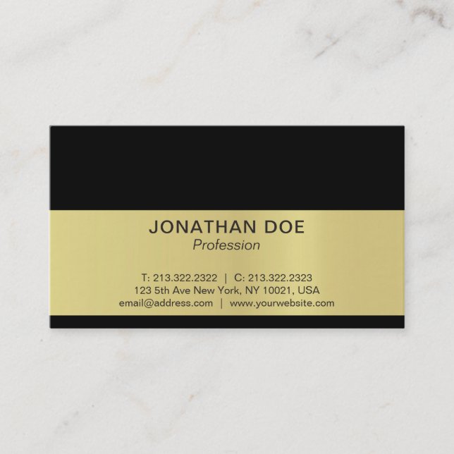Carte De Visite Moderne Creative Black and Gold Luxe (Devant)
