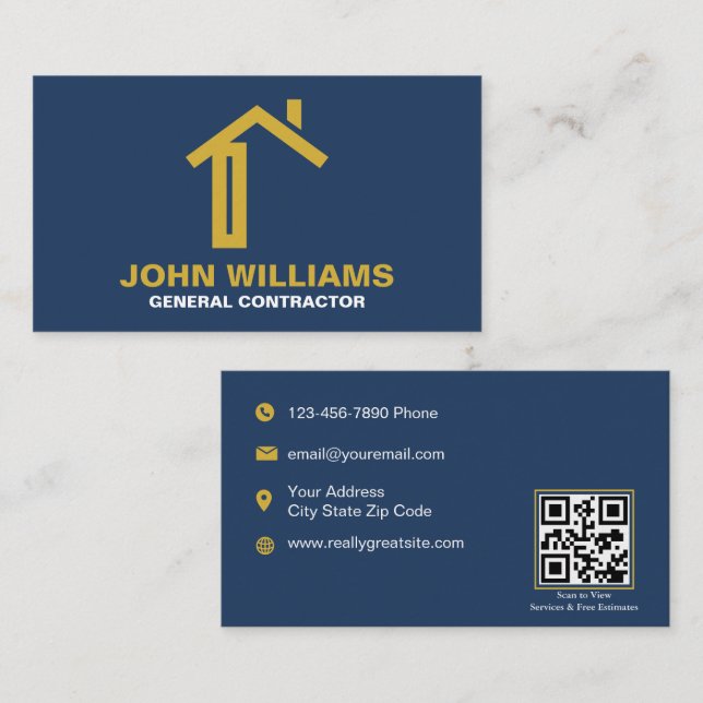 Carte de visite moderne de construction avec code  (Devant / Derrière)