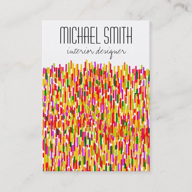 Carte de visite moderne de décorateur coloré (Devant)