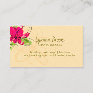 Carte de visite moderne de graphiste floral beige