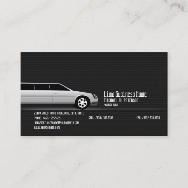Carte de visite moderne de limousine de limousine (Devant)