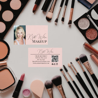 Carte de visite moderne de maquillage rose pâle no