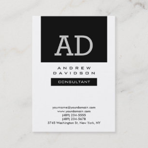 Carte de visite moderne de Monogramme moderne noir