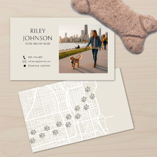 Carte de visite moderne de promeneur de chiens urb