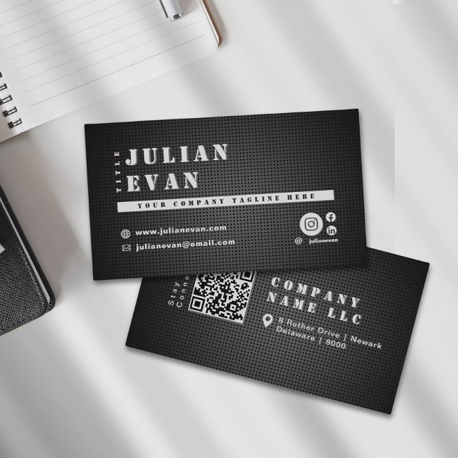 Carte De Visite Moderne Design Black Metal Bold Stencil Masculine (Modern Stylish Black Metal Bold Stencil Masculine Business Card)