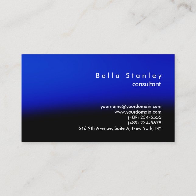Carte De Visite Moderne Design Bleu Noir Directeur Consultant (Devant)