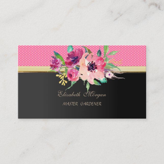 Carte De Visite Moderne, Design Professionnel - Fleurs Aquarelles (Devant)