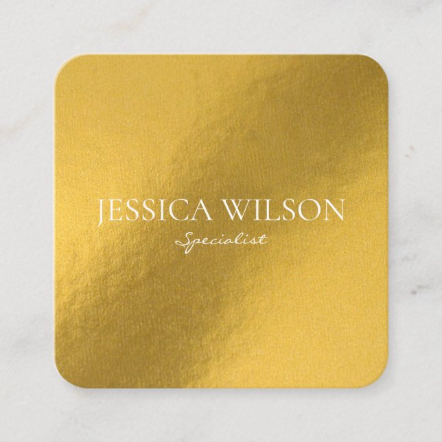 carte de visite moderne doré à feuilles élégantes (Devant)