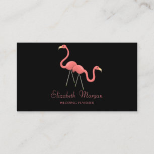 Carte De Visite Moderne drôle de fille, Flamants roses,Noir